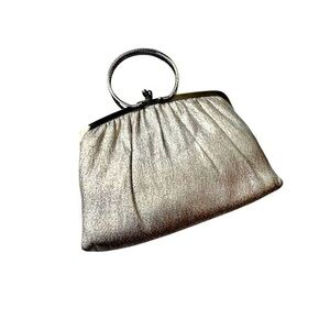 Harry Levine VTG Gold Shimmer Women's Evening Clutch Purse Bangle Wrist Handle